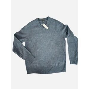 J Crew NWT 100% Lambs Wool Knit Sweater. V-Neck, Mens SZ XL Slimfit Blue/Gray